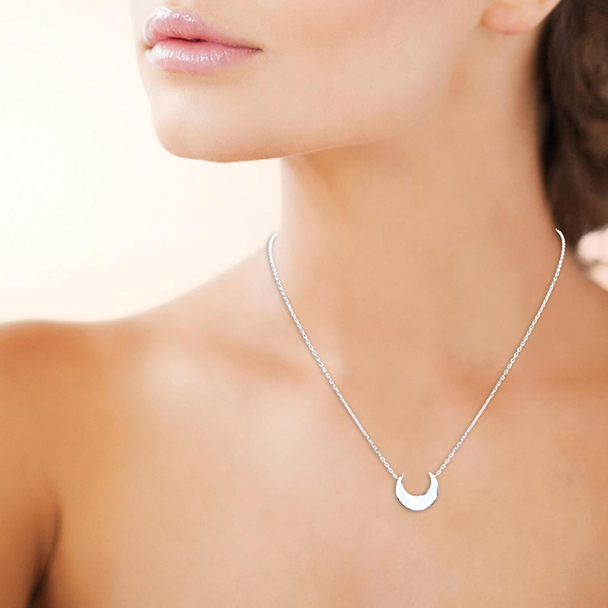 Collier croissant de lune Argent 925 Rhodié