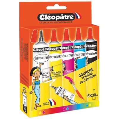 Cléopâtre NEFERTARI - Boîte de 5 tubes de Peinture Gouache avec embout fin - 5 x 30 ml