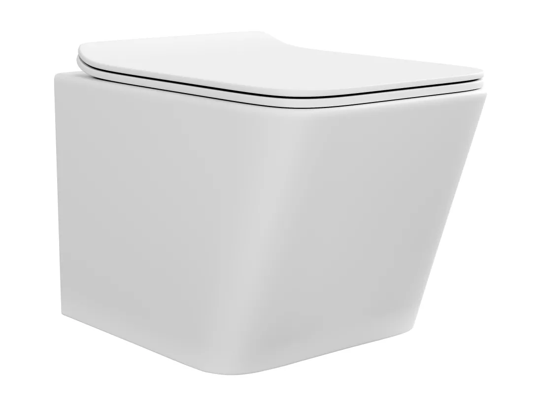 WC suspendu blanc mat en céramique sans bride - CLEMONA