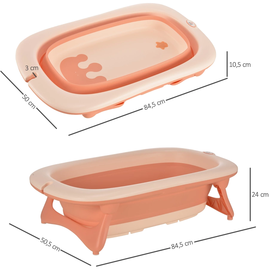 HOMCOM Ergonomische Babybadewanne zum zusammenklappen rosa