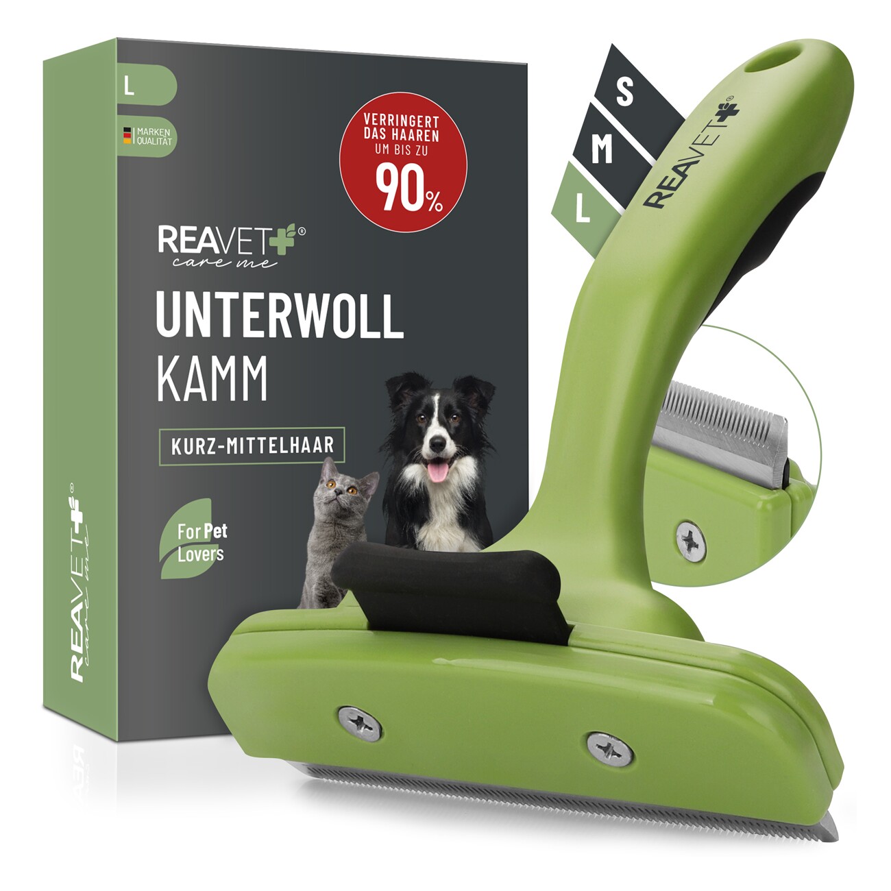 REAVET Unterwollkamm für Kurzhaar (L)