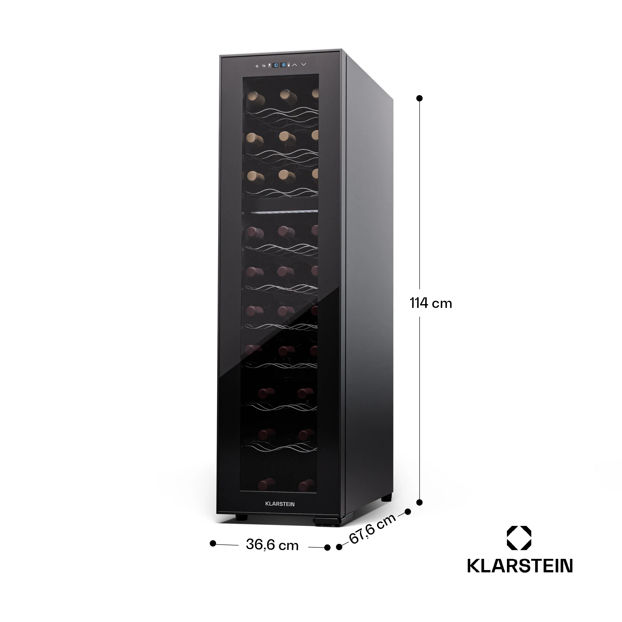 Shiraz 27 Duo Weinkühlschrank 2 Zonen 83L/27 Flaschen 5-18 °C Touch Schwarz 27 Flaschen 2 Kühlzonen