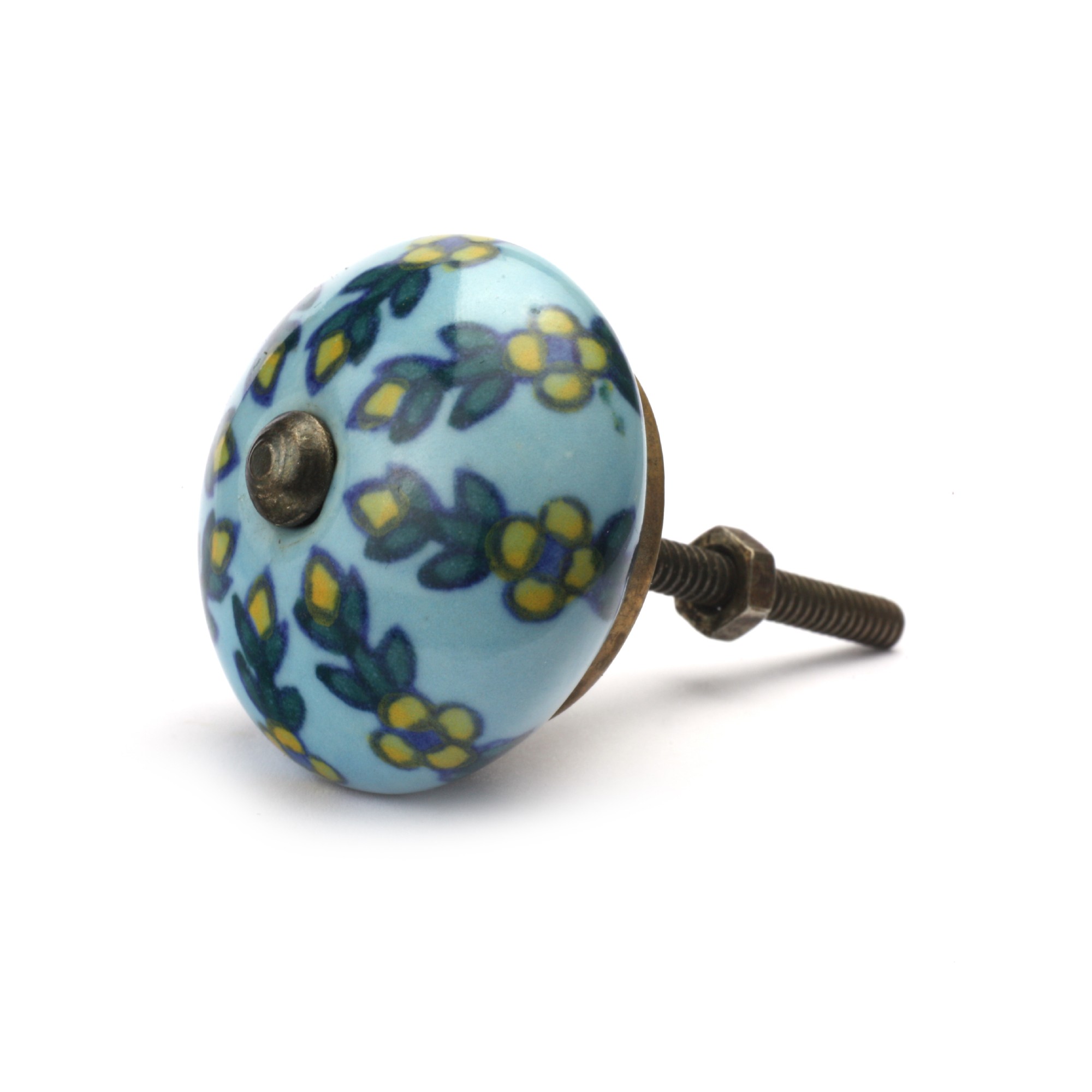 Keramik-Knauf rund, blau, grün-gelb, Ø 3,8 cm, L 2,5 cm günstig bestellen