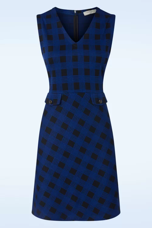 Mademoiselle YéYé Pina Calling overgooierjurk in zwart en blauw