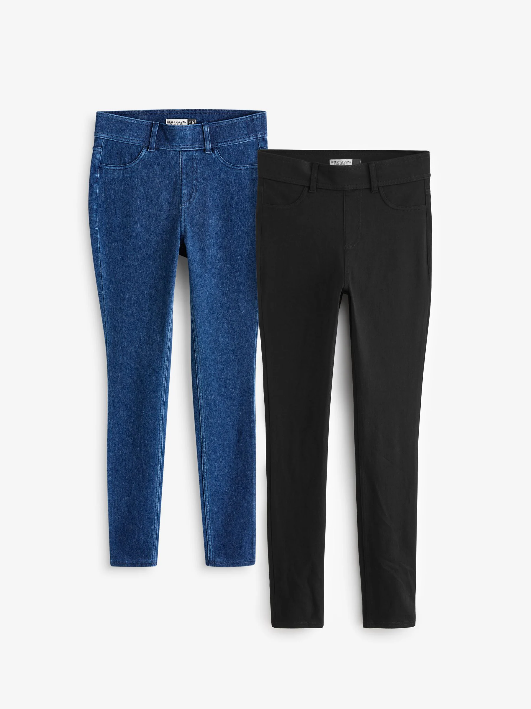 Zwart/Blauw - Set van 2 lange jersey denim leggings