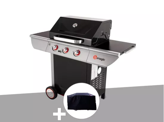 Barbecue à gaz avec chariot 3 brûleurs Manhattan 300S - Somagic + Housse de protection