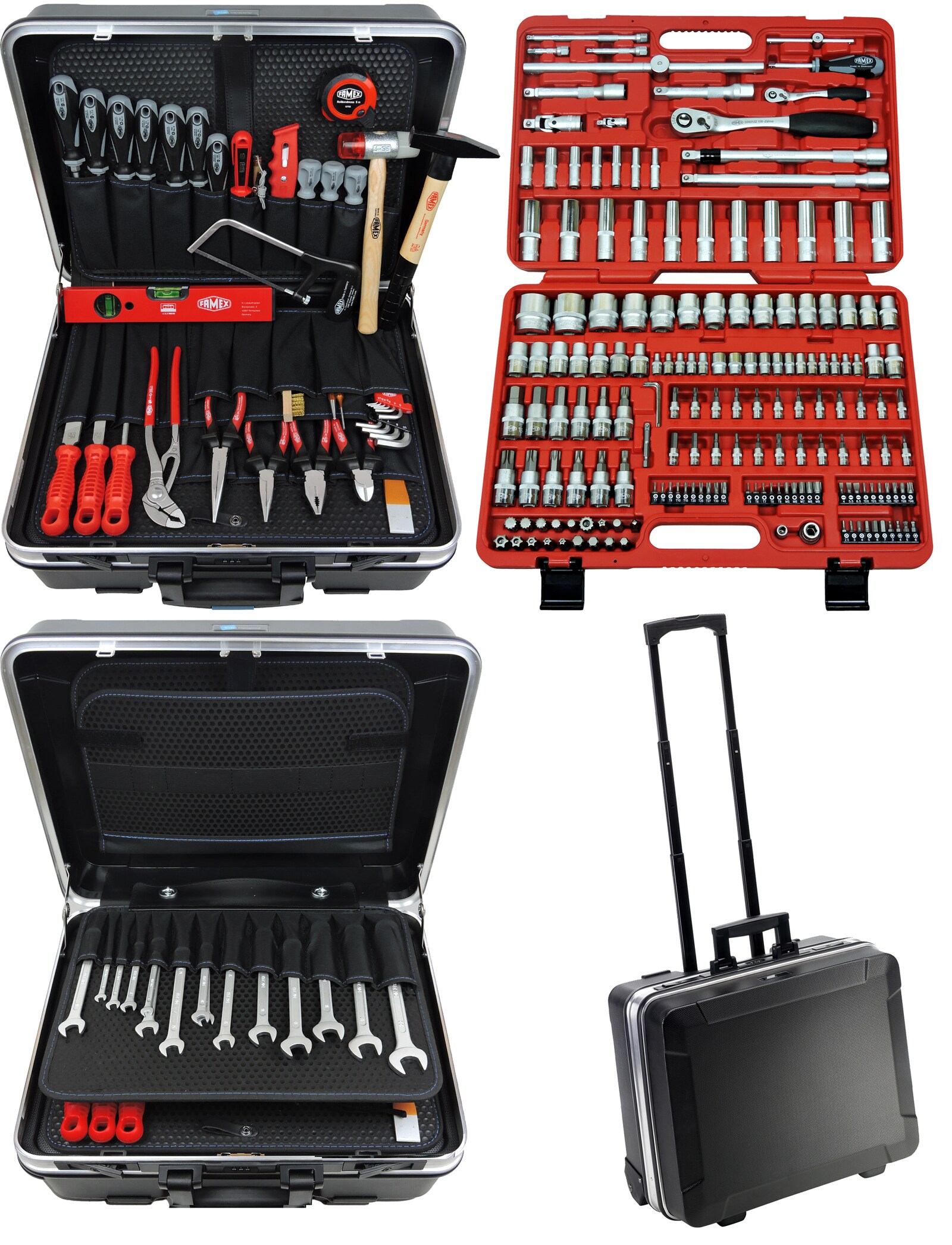 FAMEX 606-08 ABS Werkzeugtrolley mit hochwertigem Werkzeug Set - High-End Qualität - mit Steckschlüsselsatz