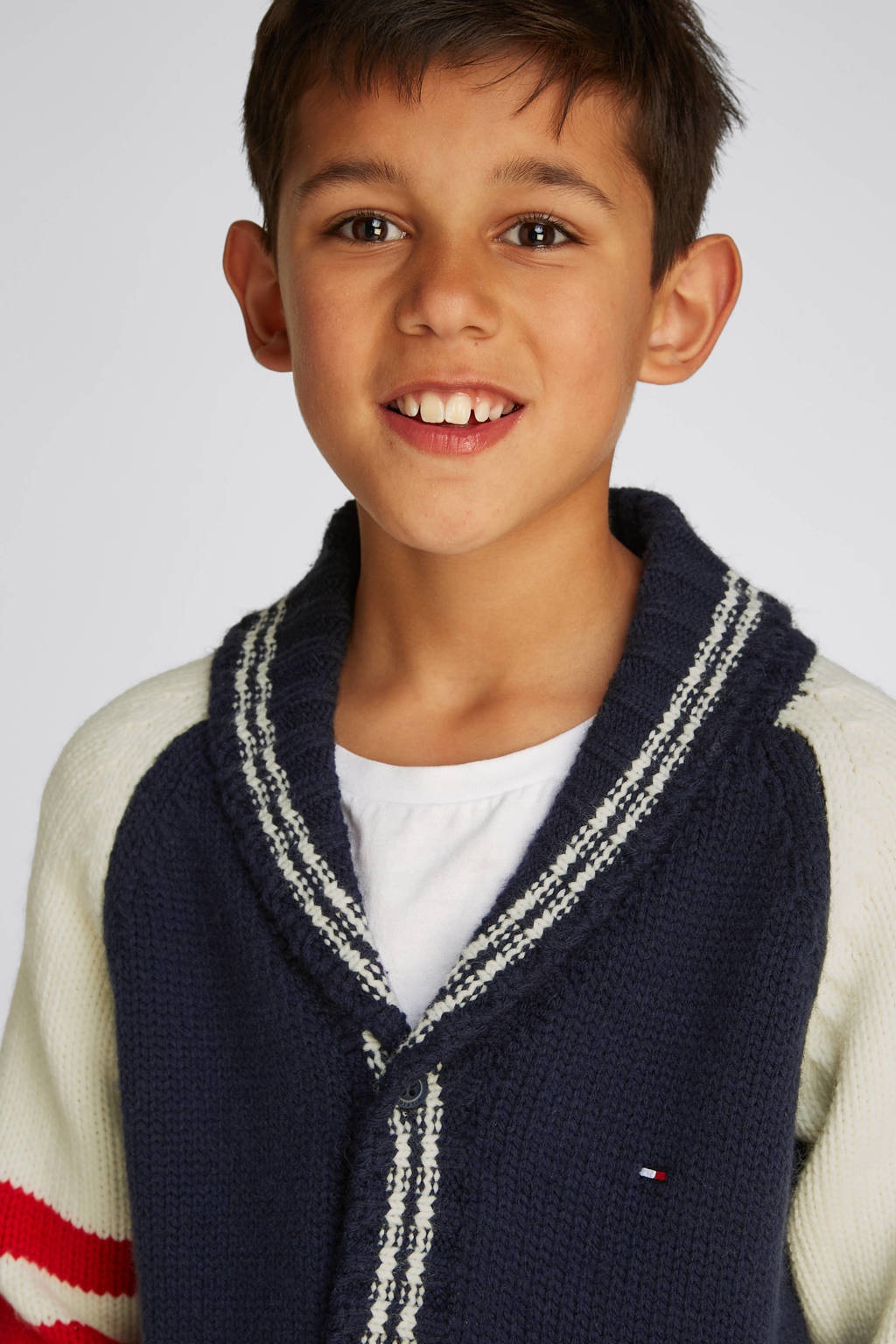Tommy Hilfiger vest donkerblauw grof gebreid
