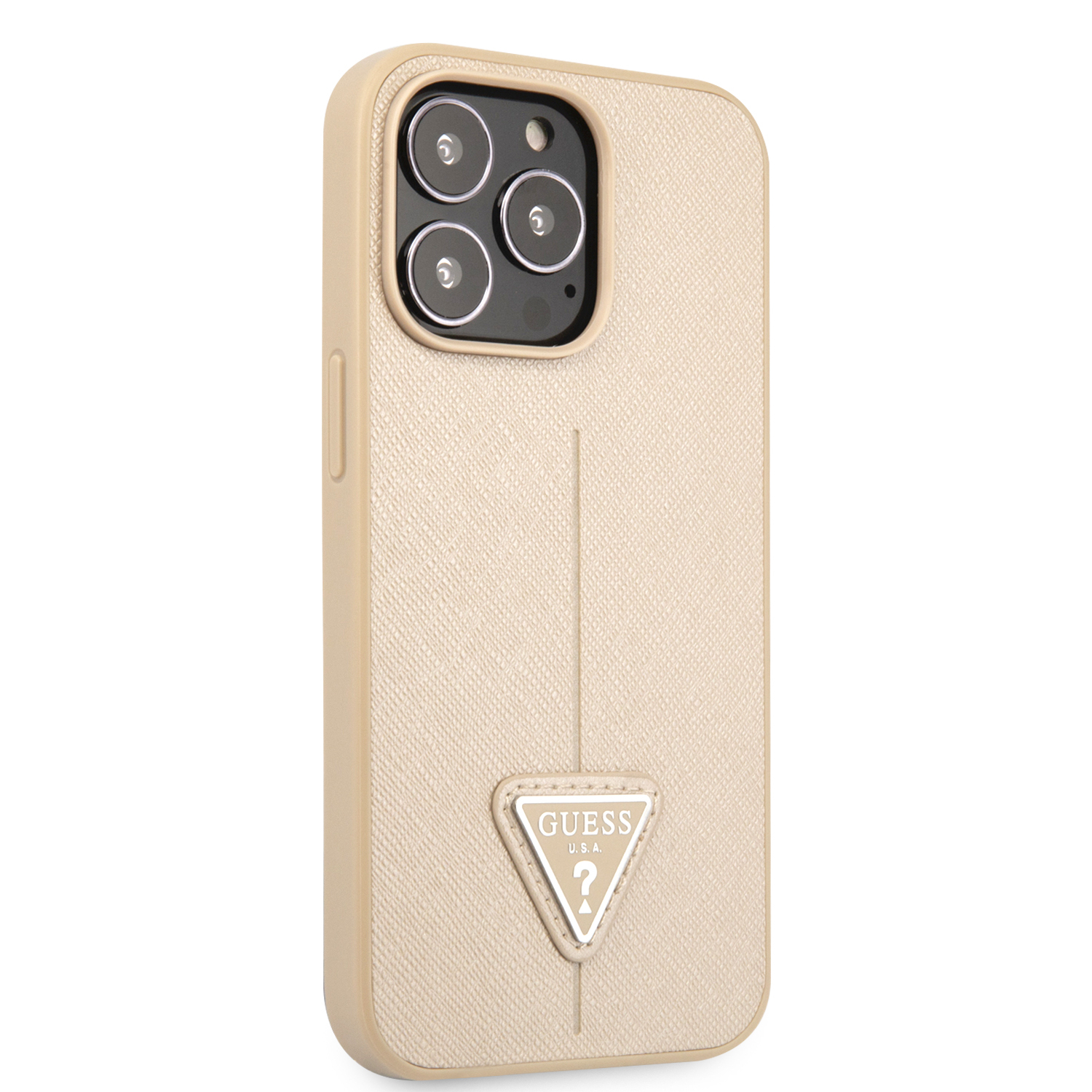 iPhone 13 Pro Leder Saffiano Hardcase Hülle (GUHCP13LPSATLE) - Beige