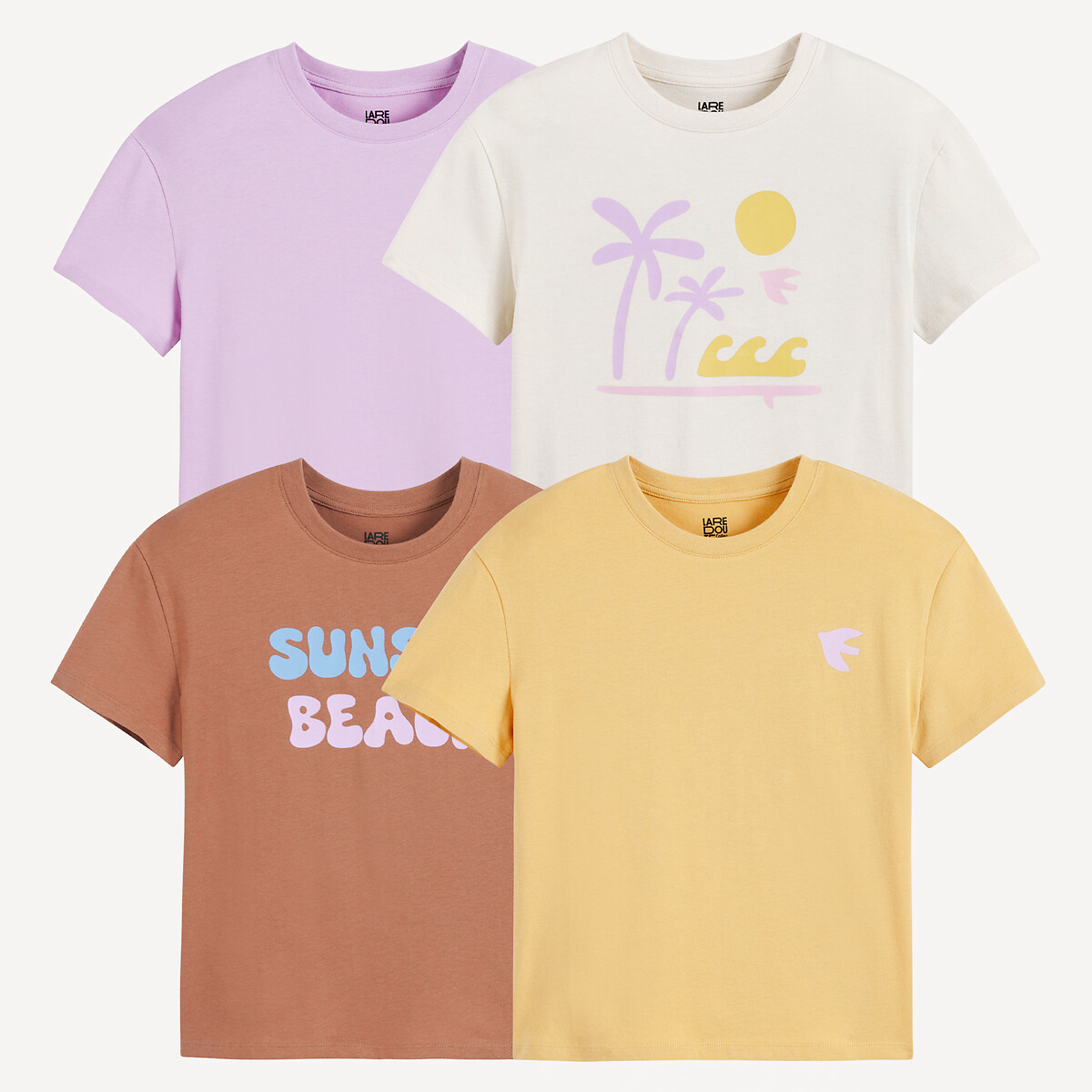 COLEÇÃO LA REDOUTE<br>Conjunto de 4 camisetas de gola redonda