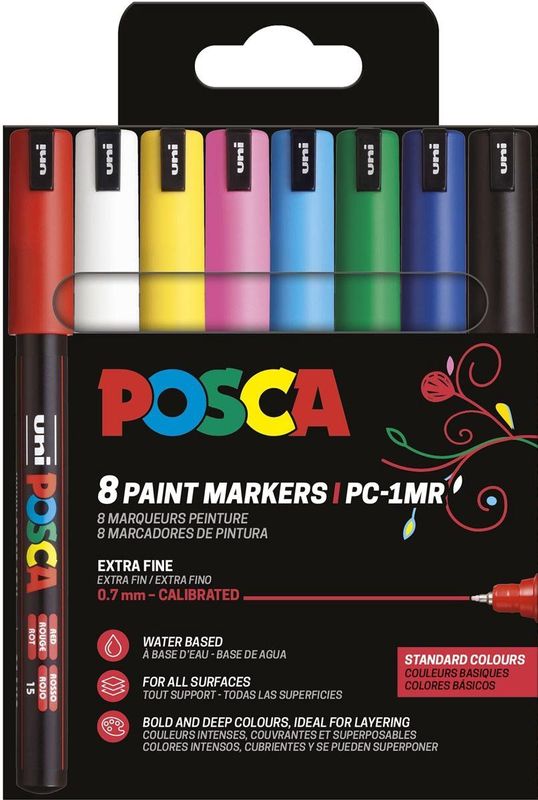 POSCA - PC1MR - Permanentmarkers - 8 Stuks - Basiskleuren