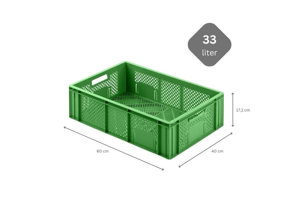 PROREGAL Euro Container Fruit- en Groentebox HxBxD 17,1 x 40 x 60 cm 33 Liter Groene Fruit- en Groentekrat Fruitmand Transportbox