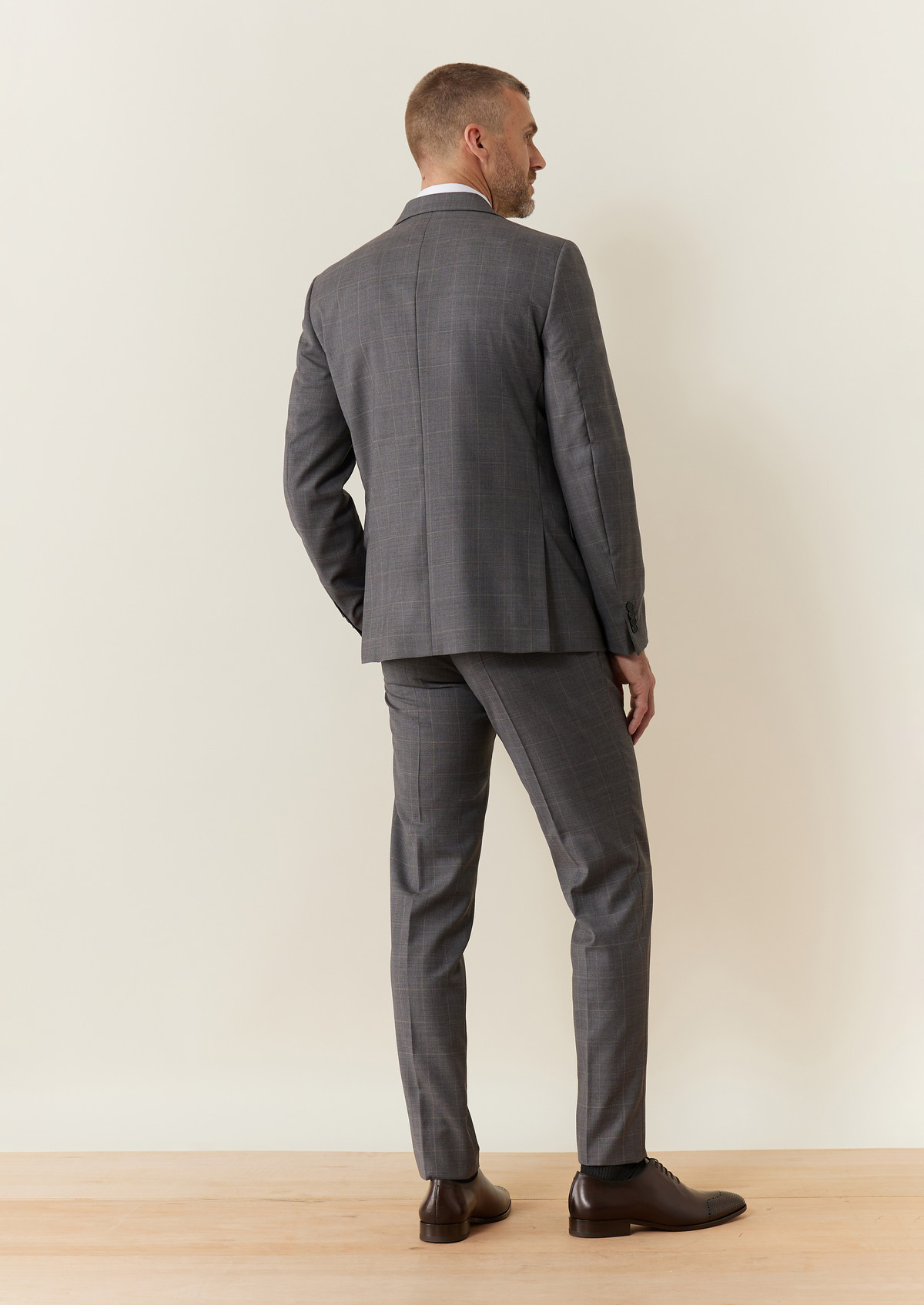Costume 2 pièces Slim en laine gris clair Prince de Galles