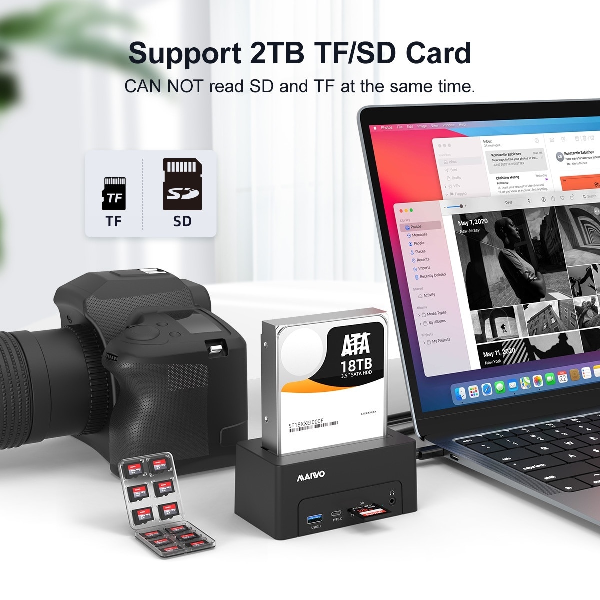 Maiwo USB-C-dokkingstasjon 2,5