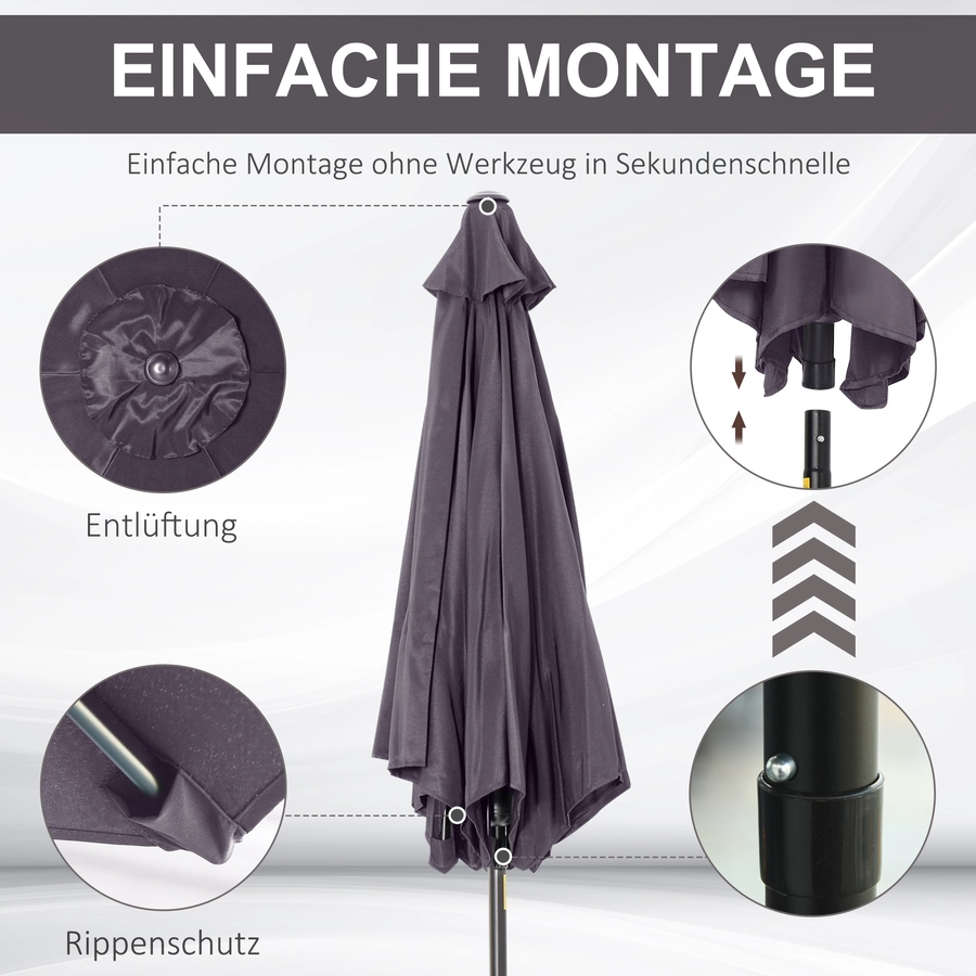 Outsunny Sonnenschirm mit Handkurbel dunkelgrau