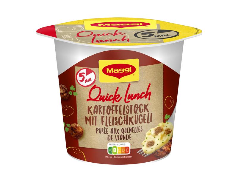 Maggi Quick Lunch Kartoffelstock mit Fleischkügeli 46 g Feines Fertiggericht mit Kartoffelpüree und Fleischbällchen