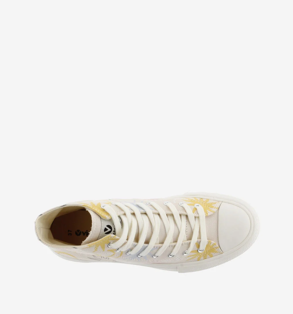TRIBU DOBLE TOILE SOLEILS Baskets montantes imprimées pour femme NUDE