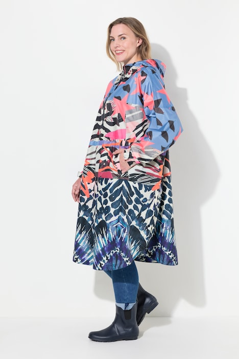 Funktions-Regencape, Unisex, Print, Kapuze