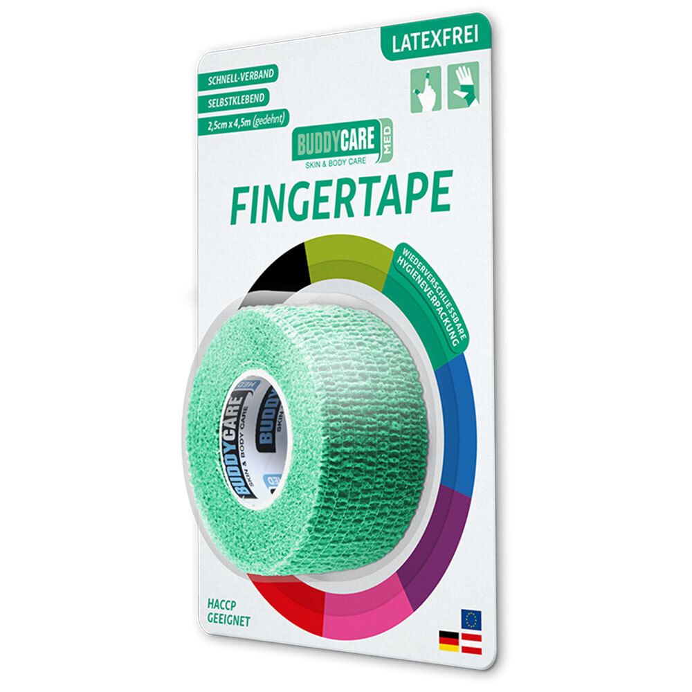 BUDDYCARE® MED Fingertape GRÜN 2,5cmx4,5m Latexfrei
