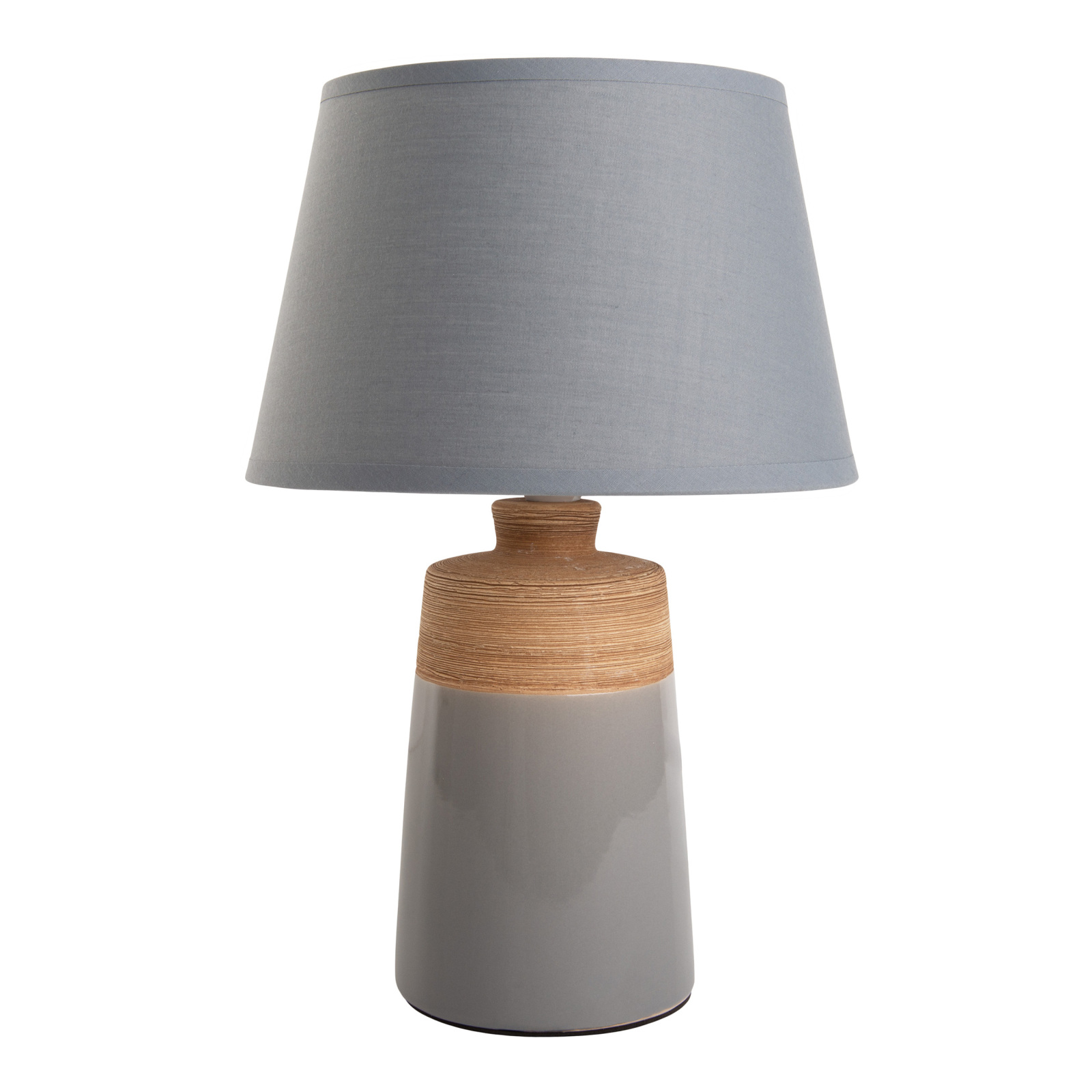 Tischleuchte - grau-holzfarben - 31 cm hoch