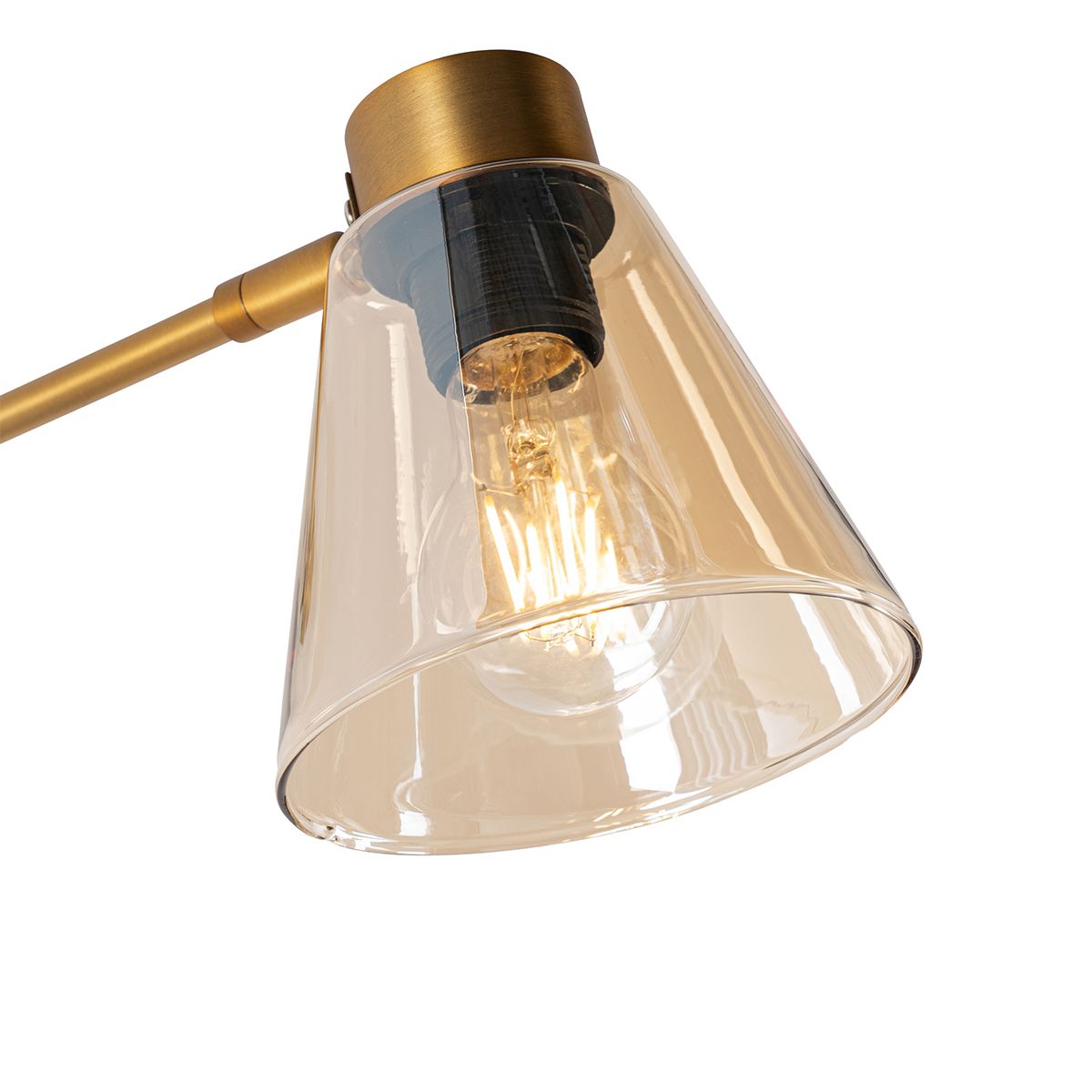 Art Deco wandlamp brons met marmer en amber glas - Nina