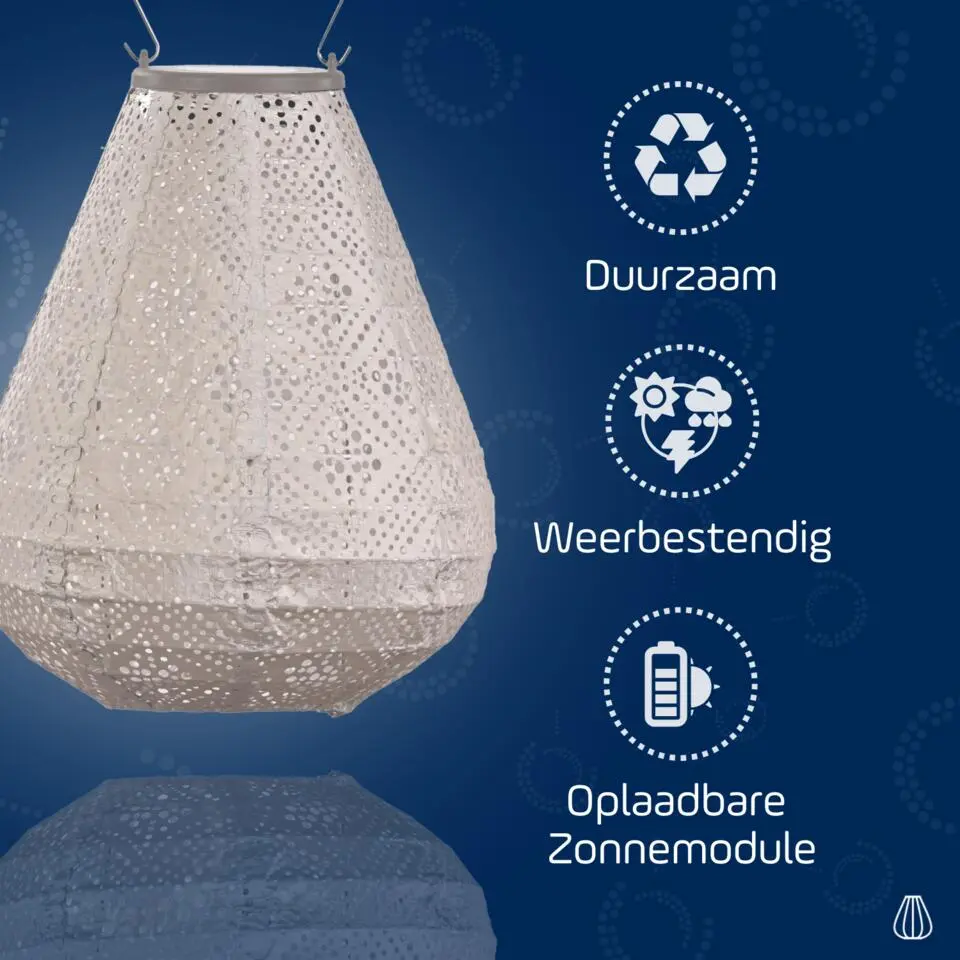 LUMIZ Solar Lampion Topaze Tulip - 20 cm - Licht Taupe