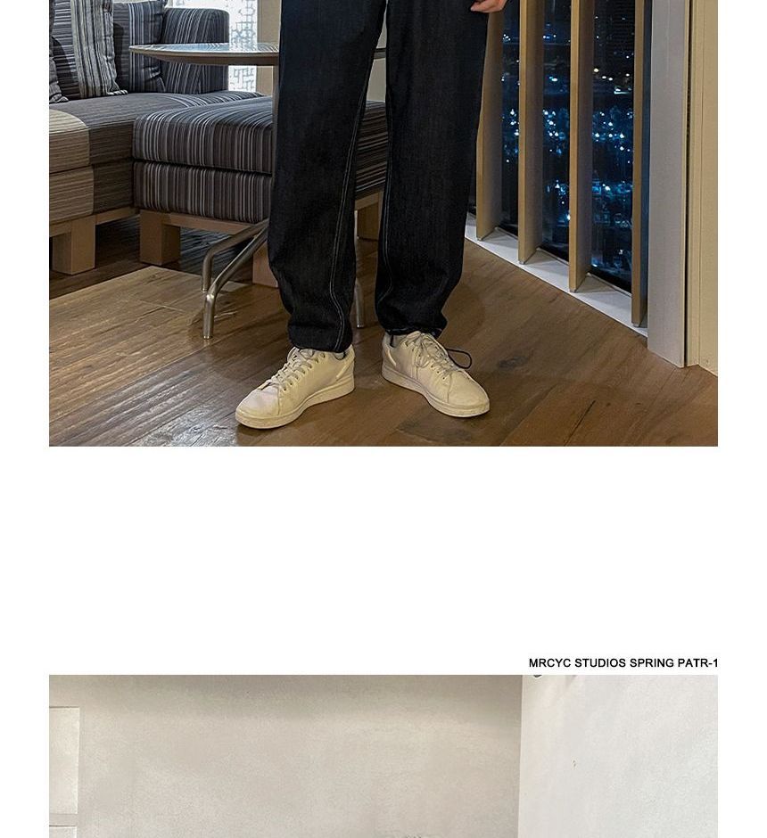 MRCYC - Denim jack met kraag, zakken en knopen / Hoge taille rechte jeans