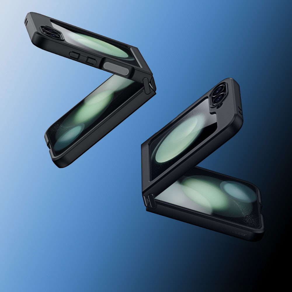 Samsung Galaxy Z Flip7 FE / Z Flip6 Hybrid Hülle TPU Bumper   Kunststoff Rückseite   Kameraschutz MagSafe-Modul - Schwarz / Transparent