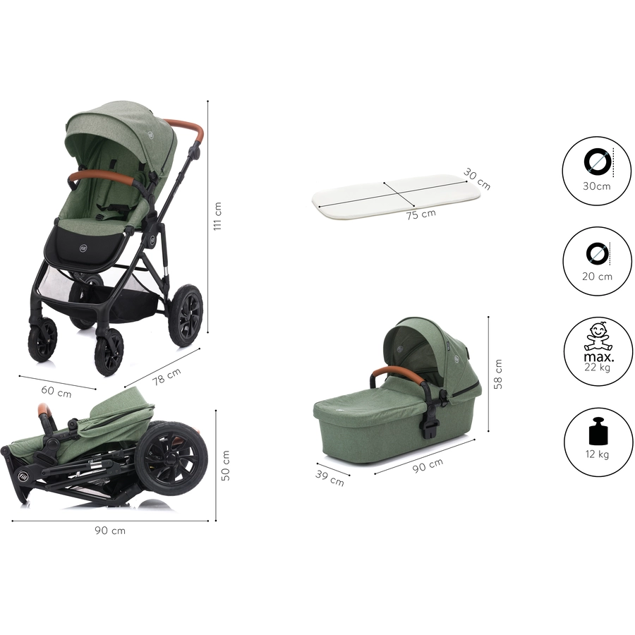 fill Kinderwagenset fill Leopard Air grün melange