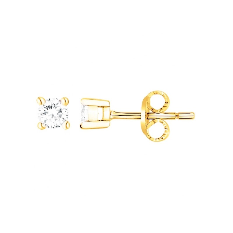 Boucles d'oreilles clous en Plaqué Or avec oxyde de zirconium blanc