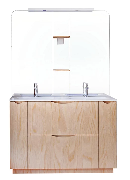 Meuble de salle de bains à poser H.185 x l.120 cm, décor bois, Palermo