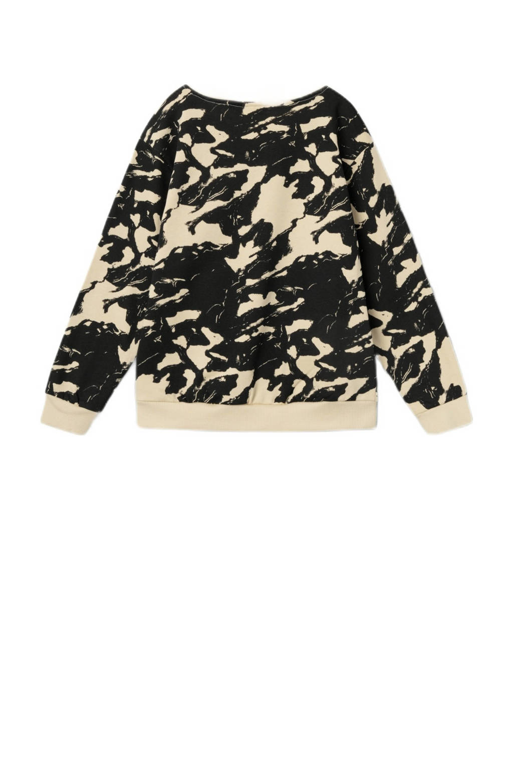NAME IT sweater NKMNIFINGO met all over print zand/zwart