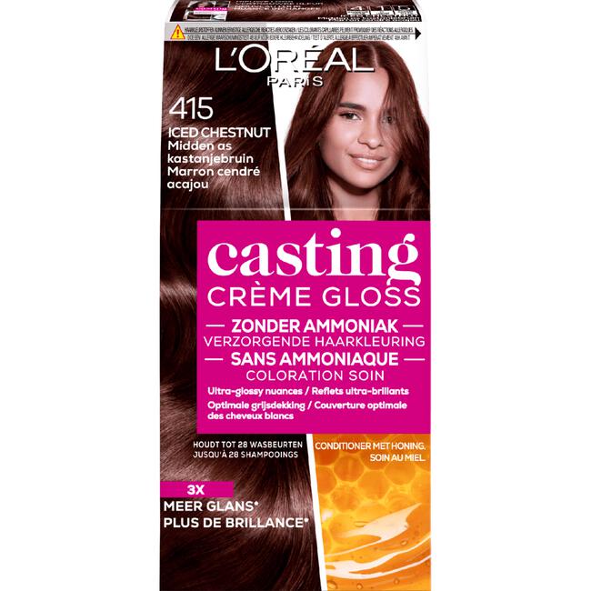 L'Oréal Paris Casting Crème Gloss Haarverf 415 Iced Chestnut Midden Kastanjebruin
