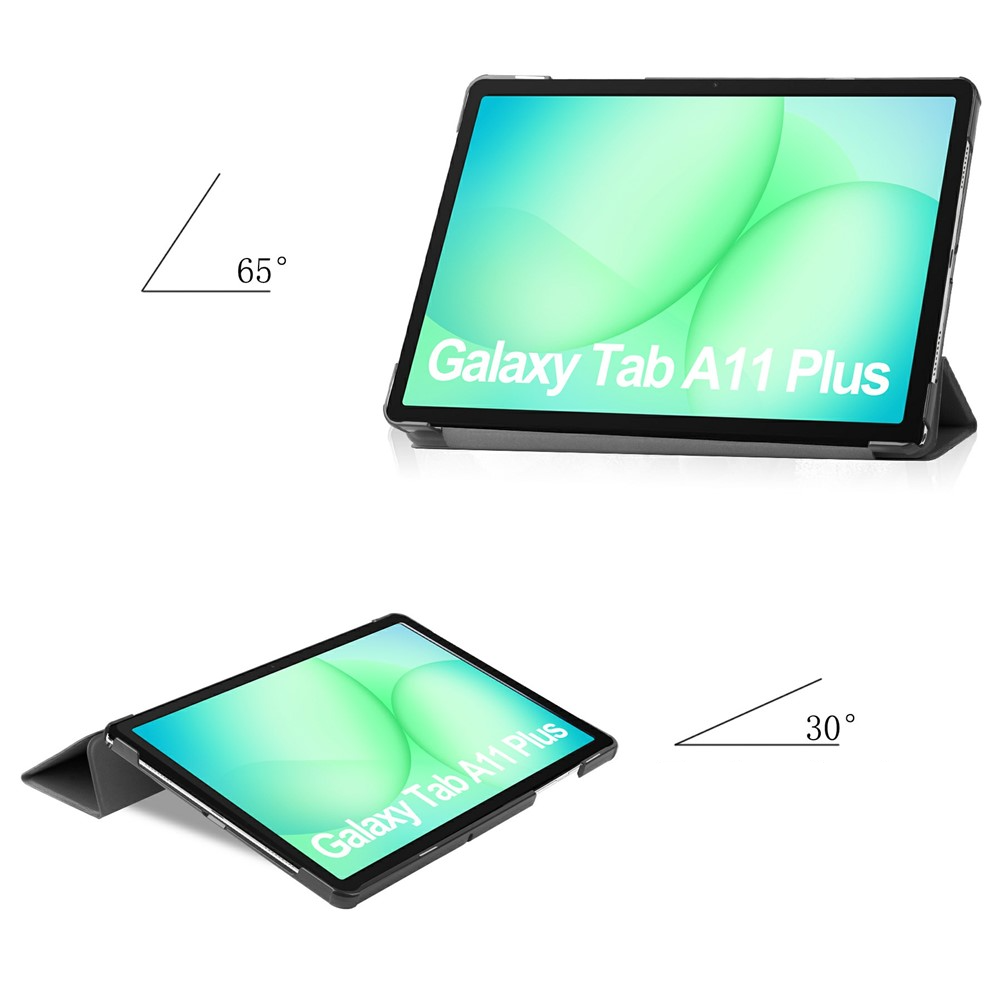 Samsung Galaxy Tab A11  Plus / A9  Plus Leder Tasche Flip Cover Hülle - Schwarz