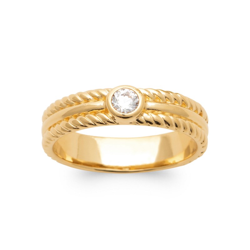Bague Femme - Plaqué Or - Oxyde de zirconium