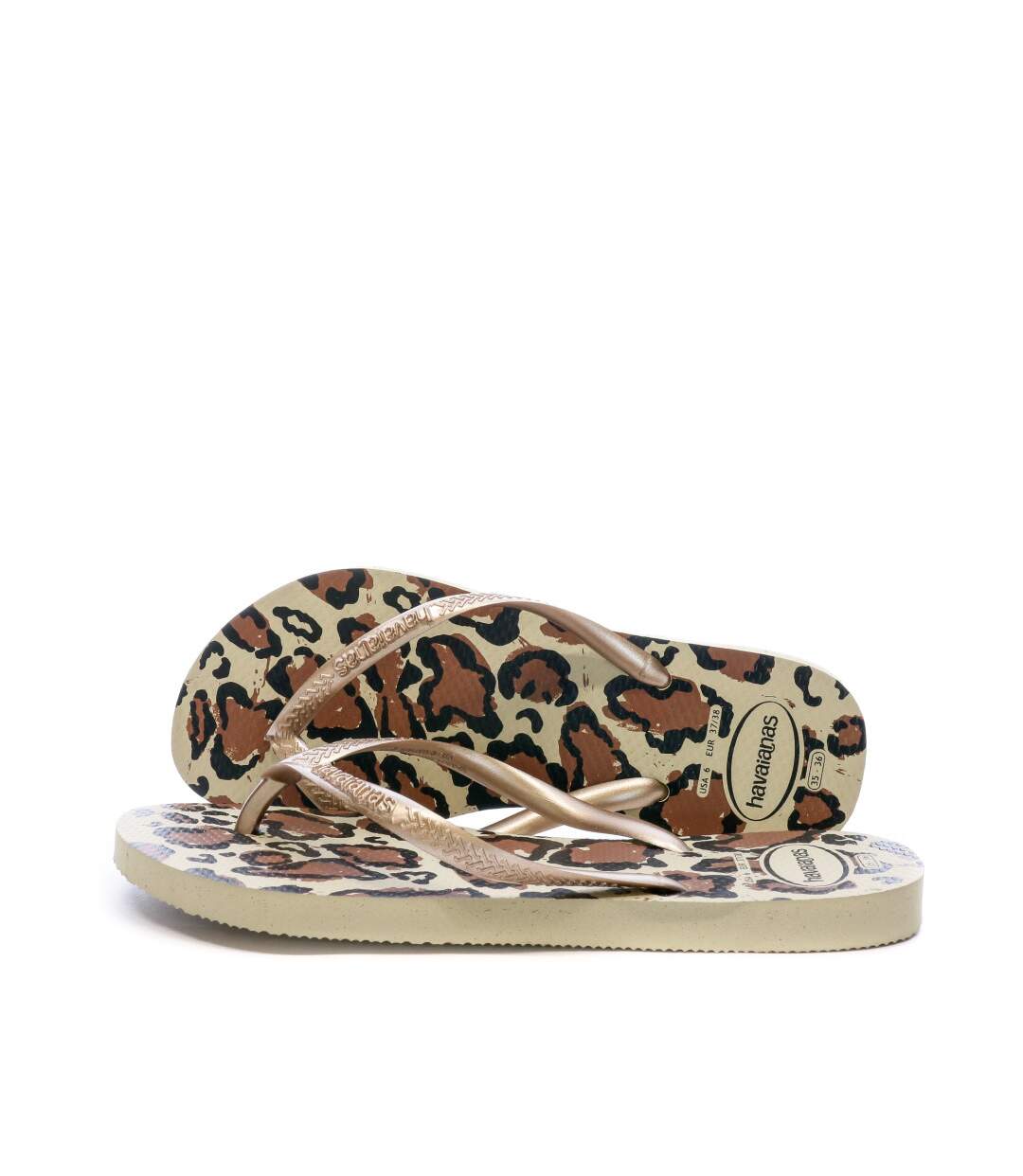 Tongs Marron Léopard Femme Havaianas Slim Animals