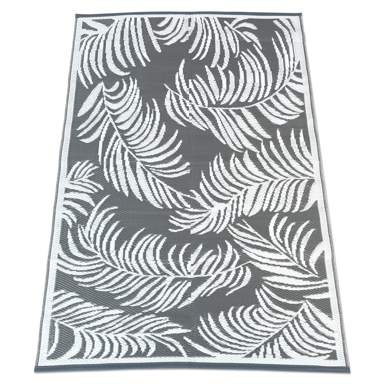 Inkazen Tapis extérieur rectangulaire Hawaï motifs palmiers gris - 180x280 cm