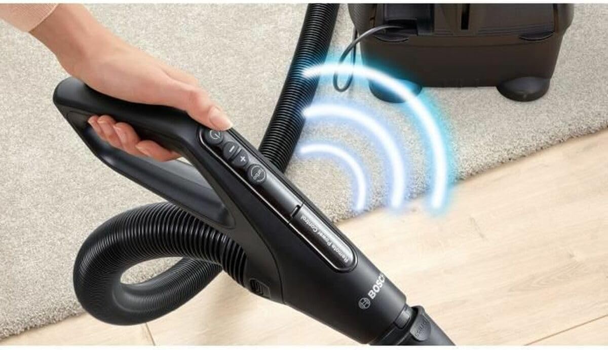 Bosch Electroménager Série 6, BGS41POW1, aspirateur traîneau sans Sac, capacité de 2,4L, variateur de Puissance à la poignée, Rayon d'action de 10 m,