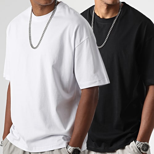 Lot de 2 Tee Shirts Oversize Large 2567 Noir Blanc