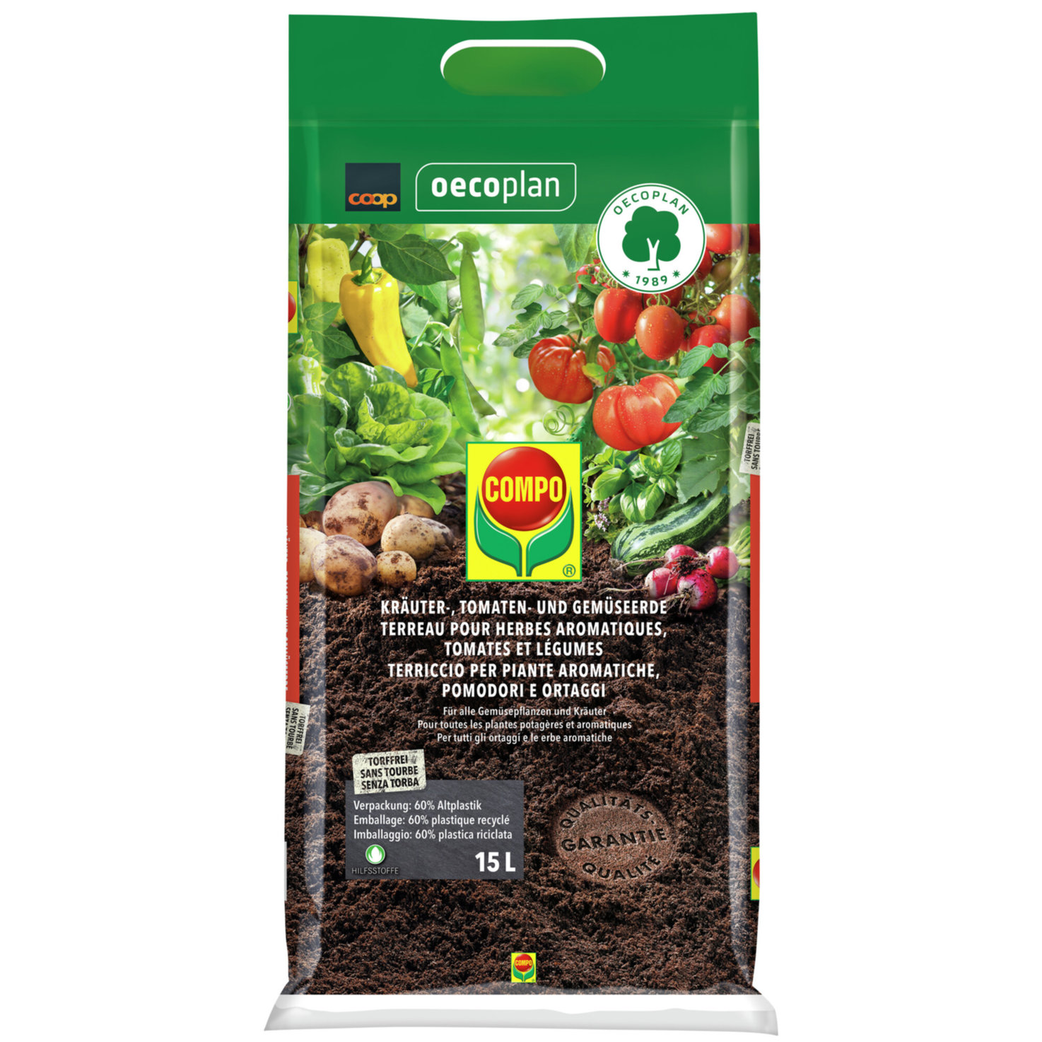 COMPO Oecoplan Kräuter-, Tomaten- und Gemüseerde | 15 l