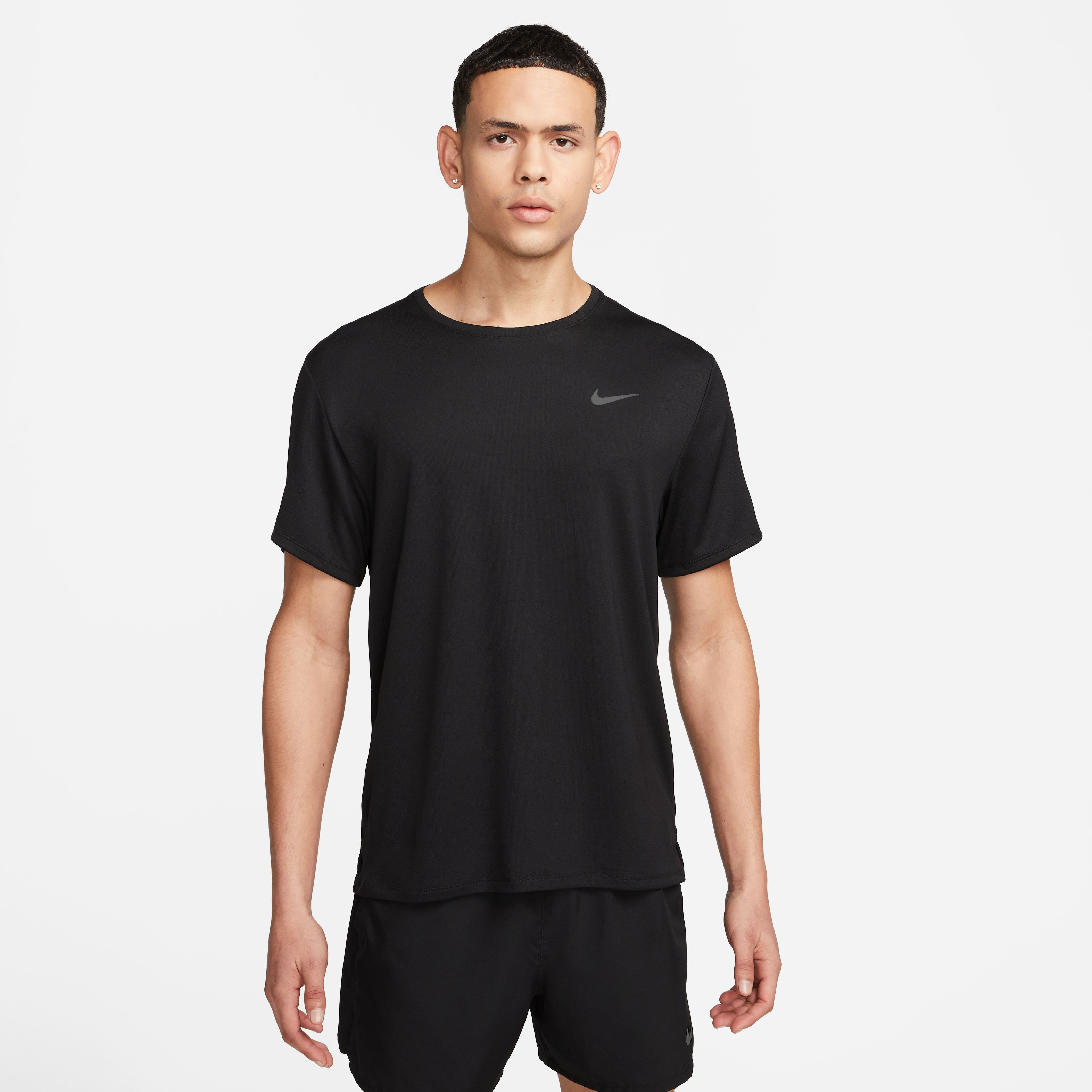 Nike Dri-Fit Miler UV Maillot De Course Hommes - Noir , Gris