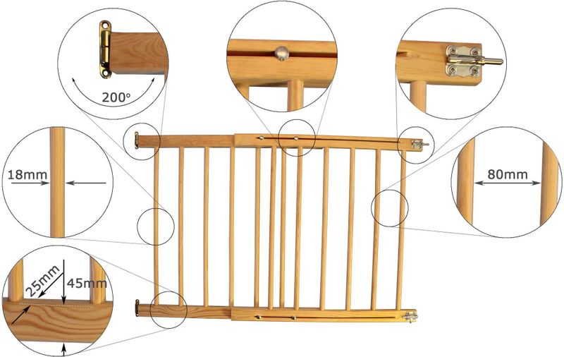 Traphekje - Hout - Verstelbaar van 102 tot 182 cm breed - 84 cm hoog