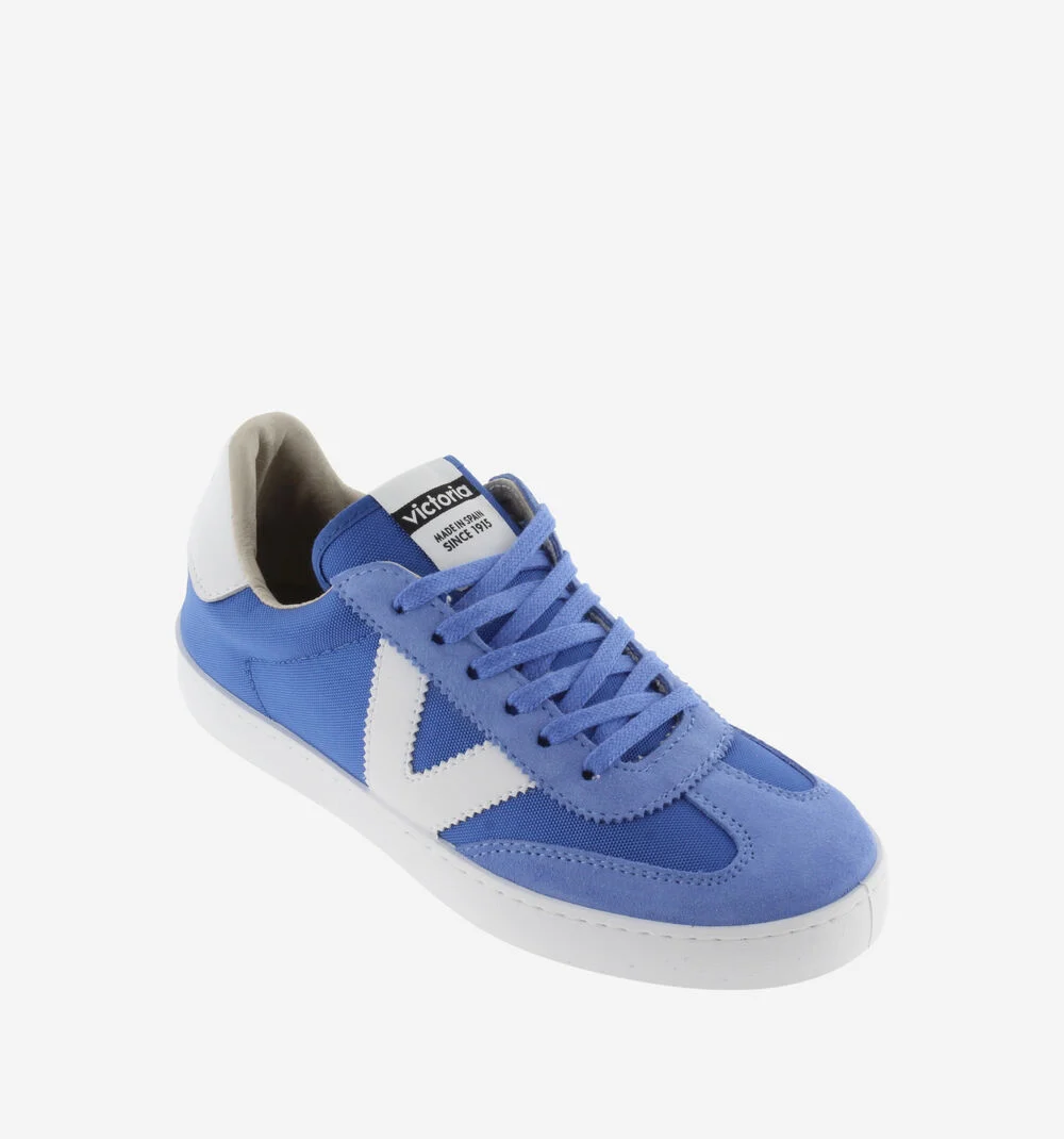 BERLÍN CUIR FENDU & NYLON Baskets monochromes unisexes AZUL