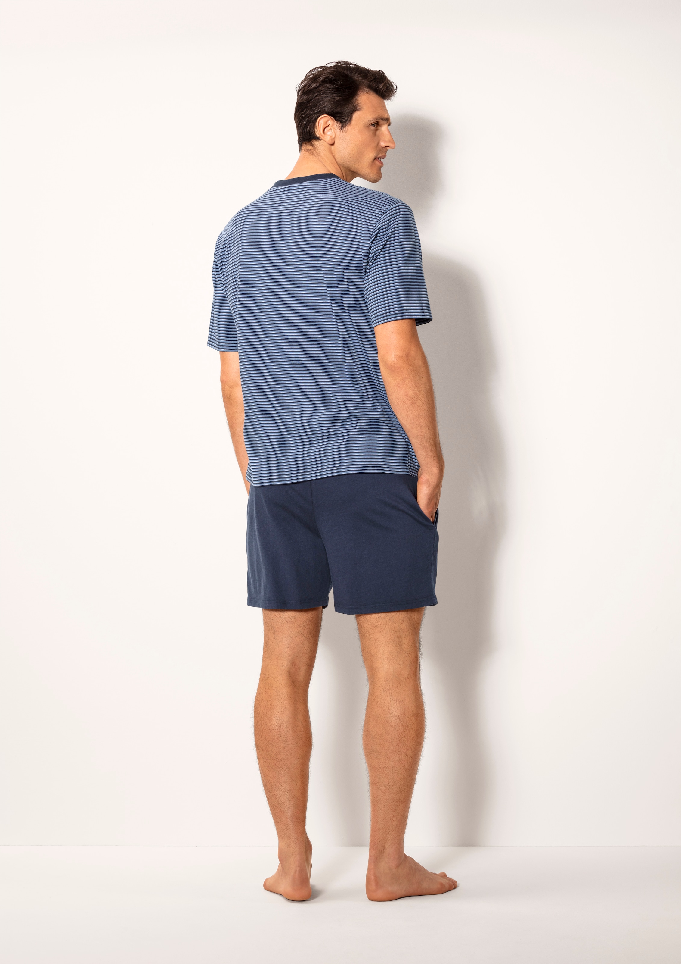 le jogger® Pyjama Packung, 2 Stück, 4 tlg. Schlafanzug mit garngefärbtem Streifen