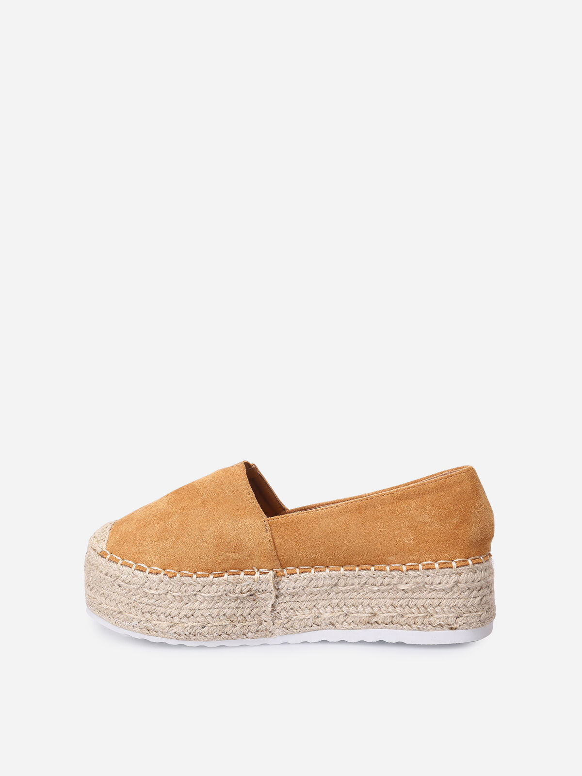 Espadrilles à plateforme en suédine- Camel