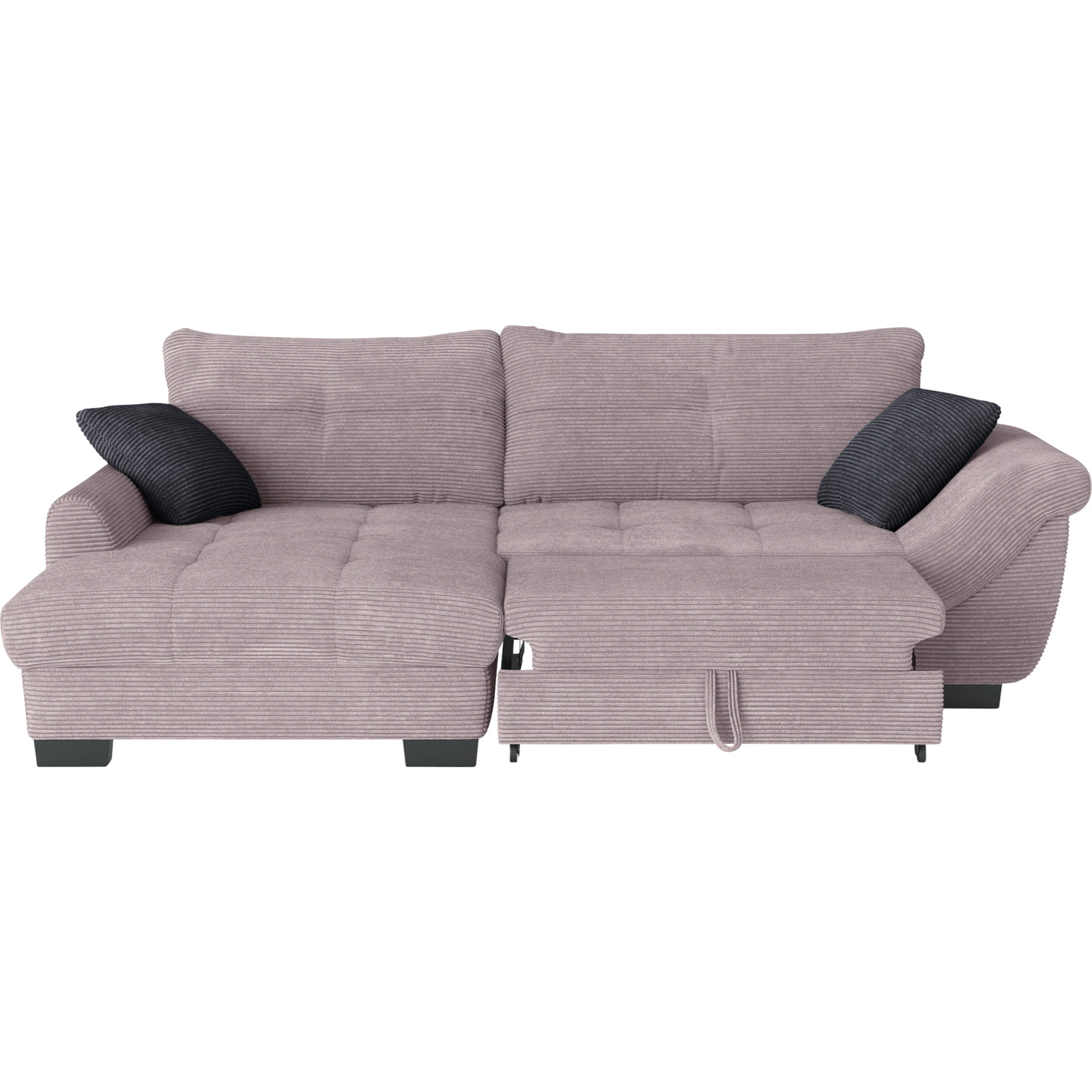 Ecksofa Desiree, Cordstoff flamingo, Recamière links