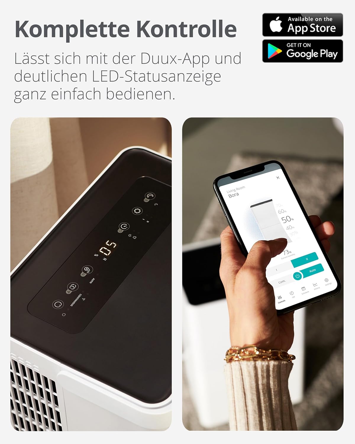 Duux Bora Smart Luftentfeuchter - 30L/24h - Raumentfeuchter für jeden Raum bis 40 m² - Steuerbar mit App - Luftentfeuchter Keller mit Wäschetrocknungsmodus