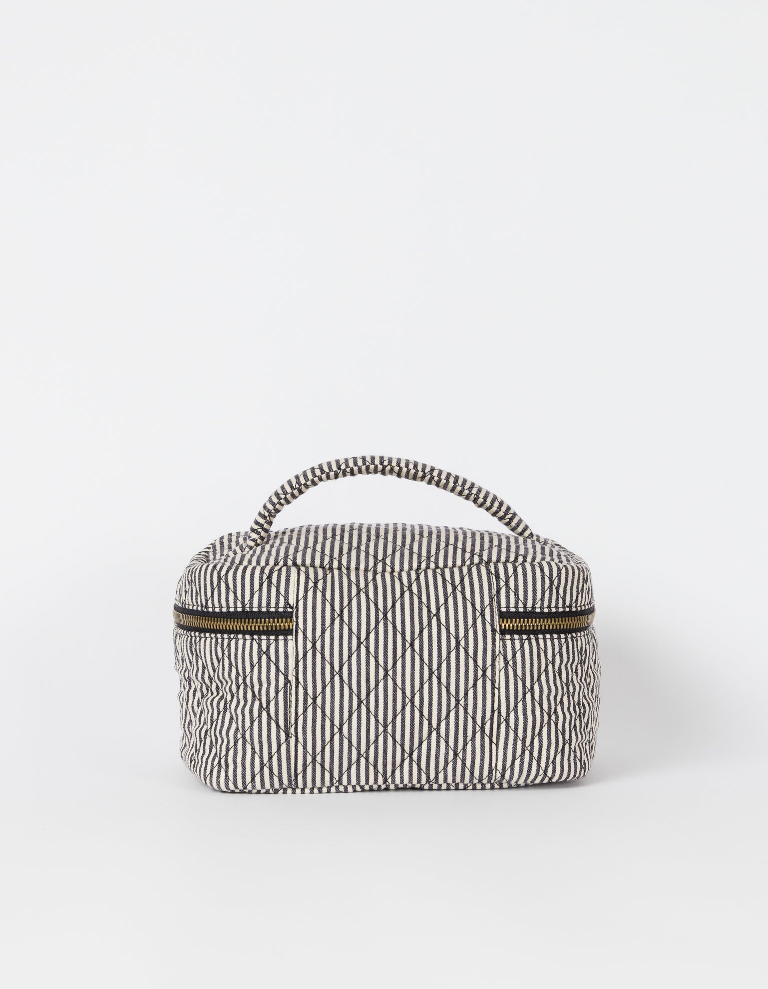 Elise Makeup Bag  - Cotton Black Classic Leather