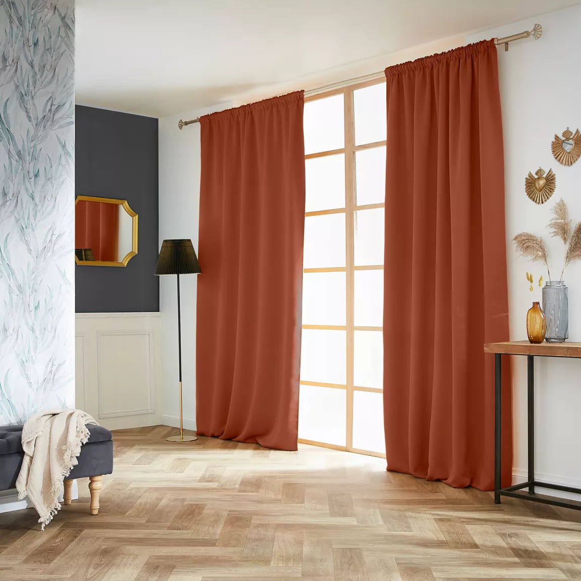 Rideau obscurcissant galon fronceur (140 x 260 cm) Dark Terracotta