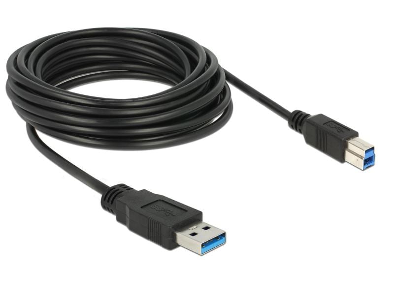 Delock USB 3.0-Kabel  USB A - USB B 5 m Delock Kabel USB 3.0 Typ-A Stecker zu USB 3.0 Typ-B Stecker 5.0 m schwarz
